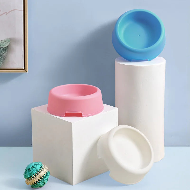 1 Piece Of High Quality Solid Color Pet Three Color Lightweight Plastic Single Bowl Small Dog and Cat Pet Bowl Pet Feeding Suppl