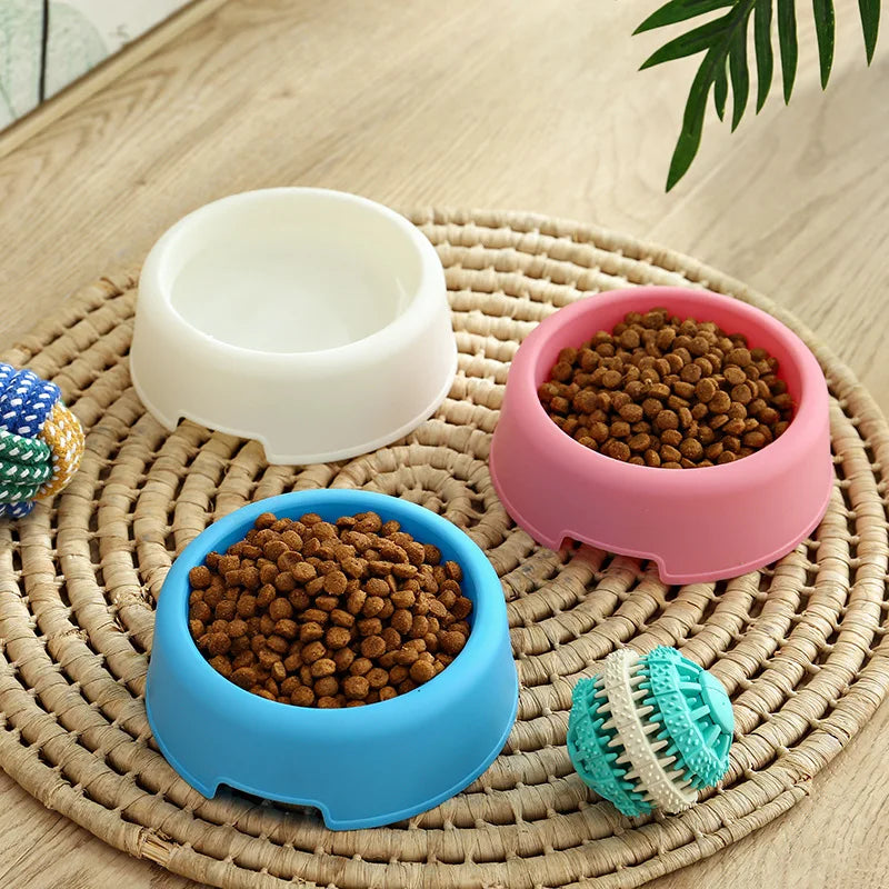 1 Piece Of High Quality Solid Color Pet Three Color Lightweight Plastic Single Bowl Small Dog and Cat Pet Bowl Pet Feeding Suppl