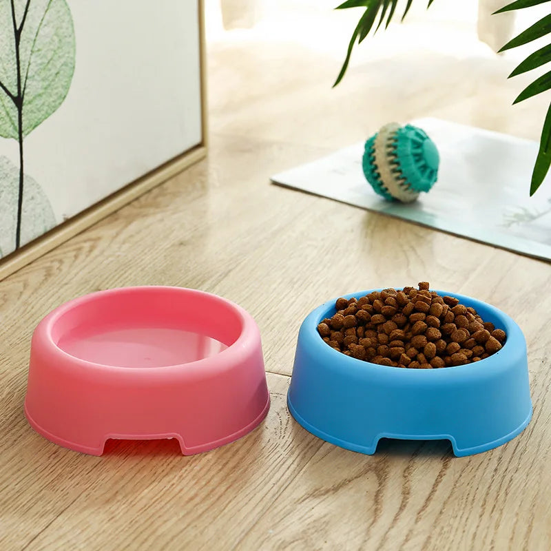 1 Piece Of High Quality Solid Color Pet Three Color Lightweight Plastic Single Bowl Small Dog and Cat Pet Bowl Pet Feeding Suppl