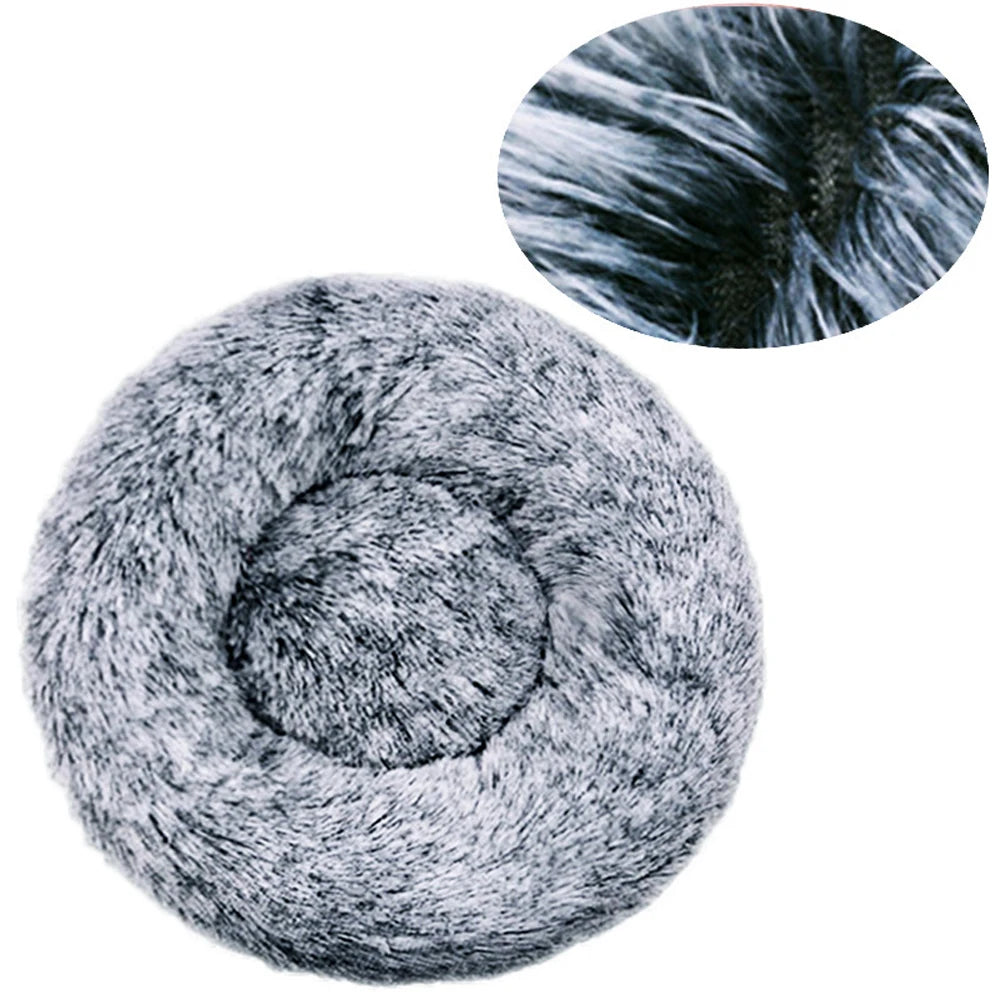 Round Plush Pet Bed – Washable Basket for Small to Large Dogs & Cats
