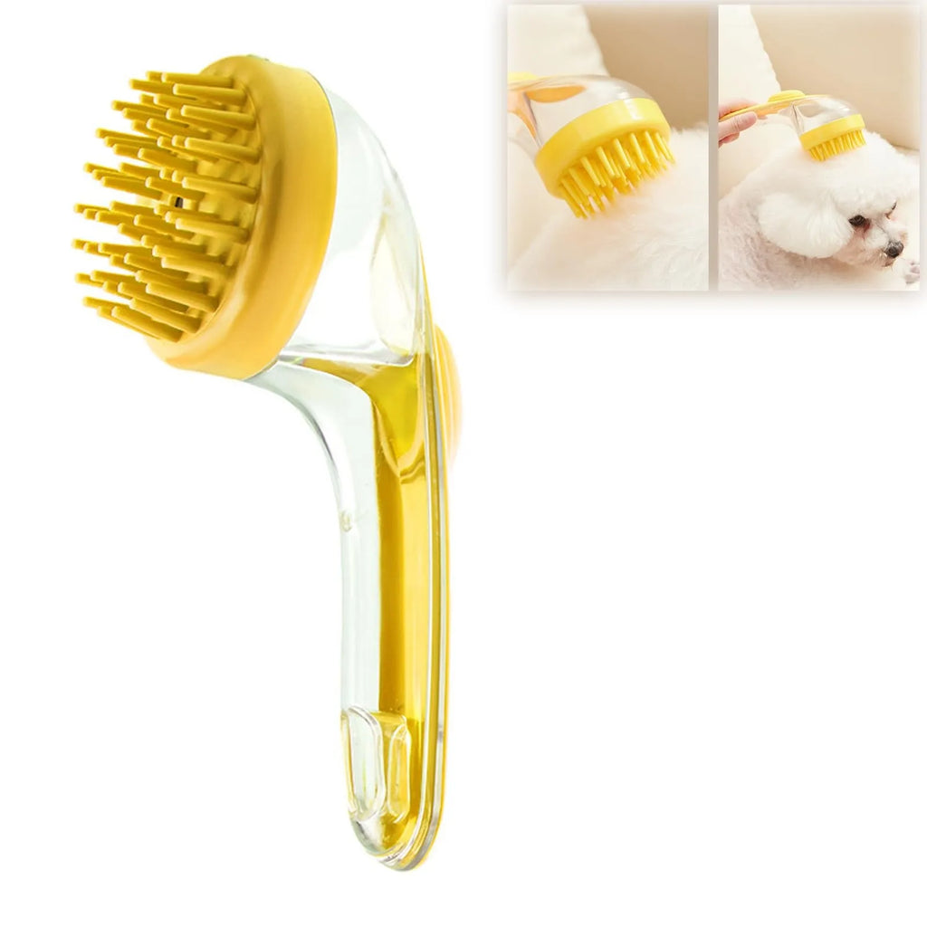 Pet Bath Brush with Shampoo Dispenser – Silicone Grooming Massage Brush