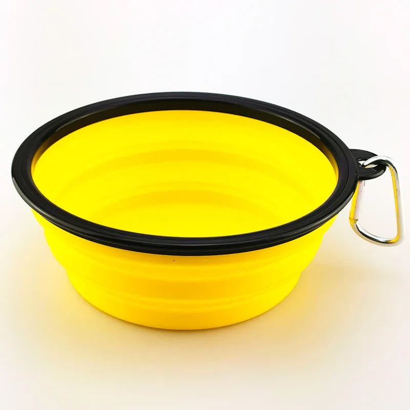 Collapsible Silicone Pet Travel Bowl – Portable with Carabiner Clip