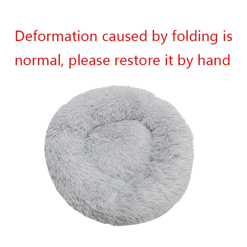 Round Plush Pet Bed – Washable Basket for Small to Large Dogs & Cats