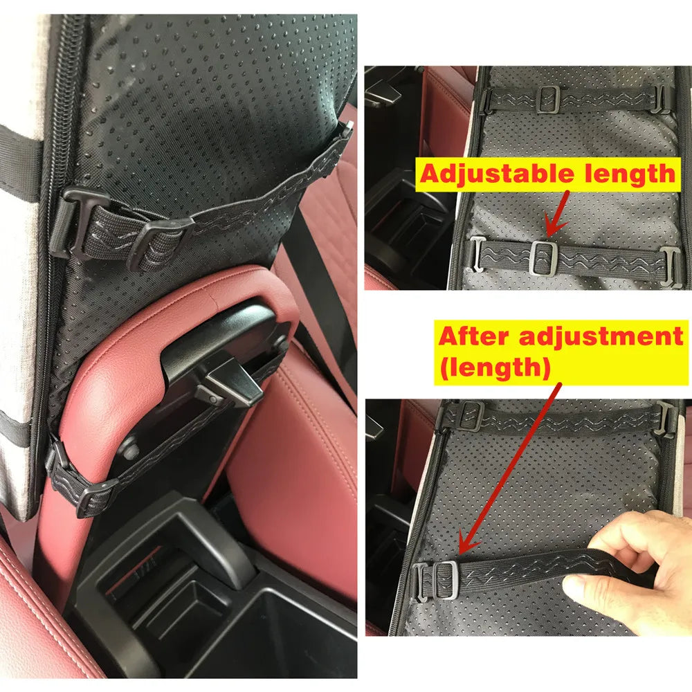 Small dog sitting comfortably in UrbanCoat car booster seat