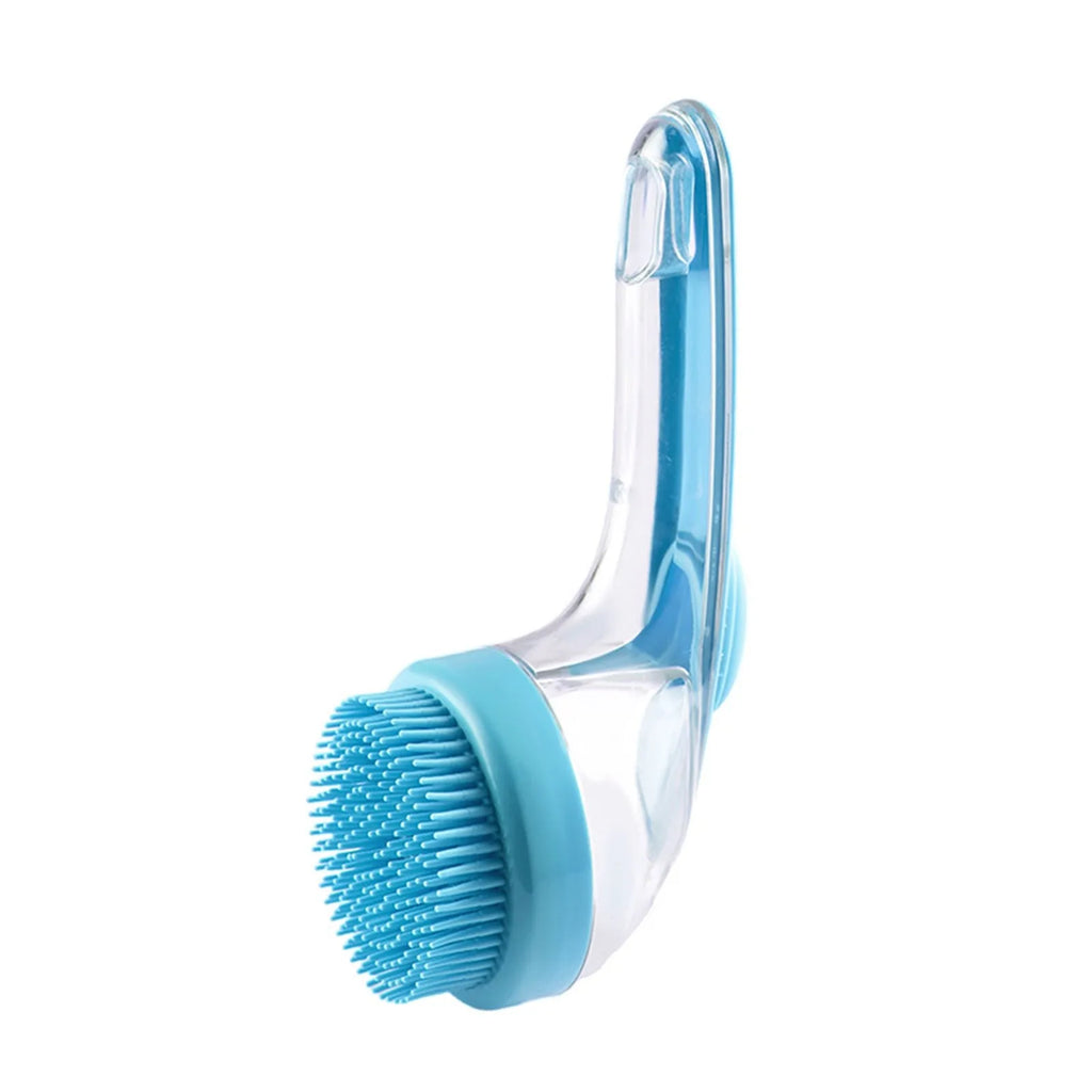 Pet Bath Brush with Shampoo Dispenser – Silicone Grooming Massage Brush