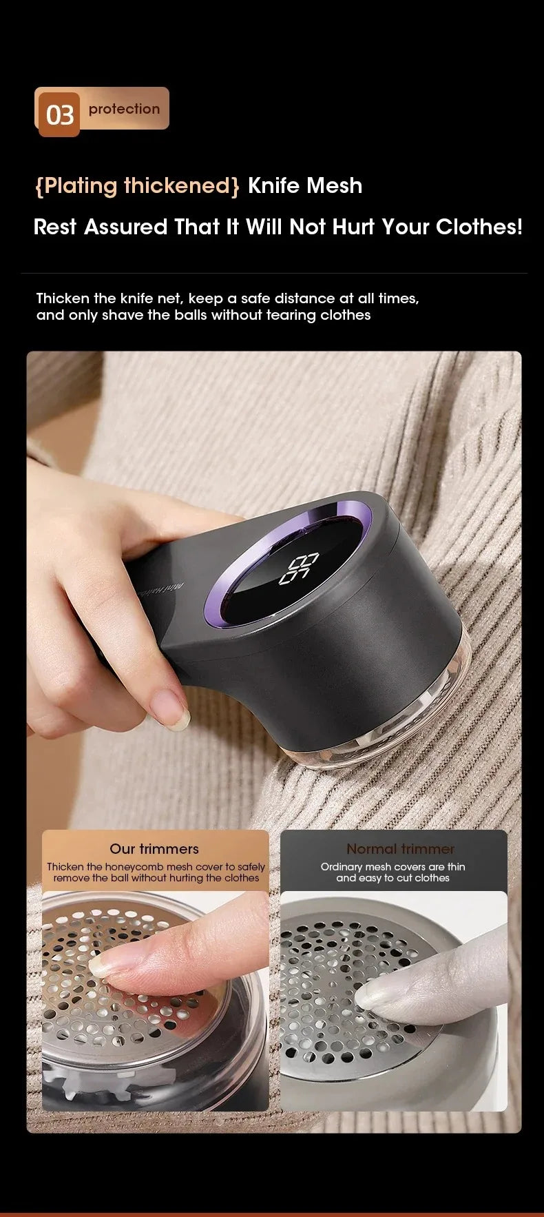 Electric Lint Remover & Fabric Shaver – LED Display, Rechargeable