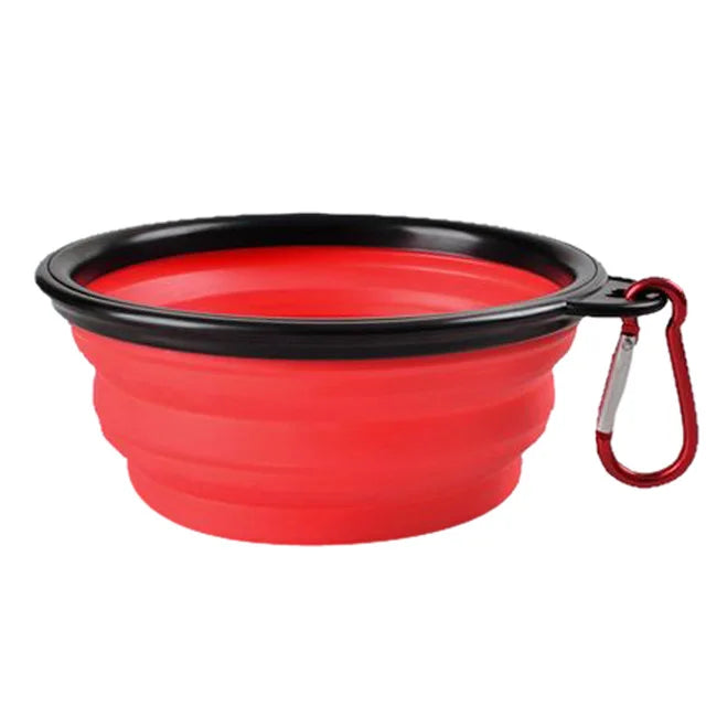 Collapsible Silicone Pet Travel Bowl – Portable with Carabiner Clip