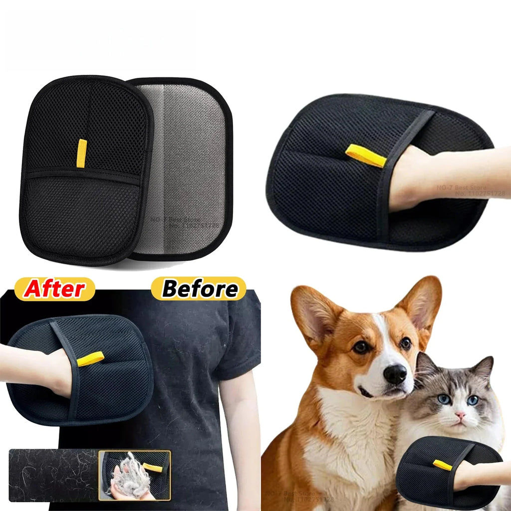 Pet Hair Removal Gloves — Double-Sided Reusable Grooming Tool