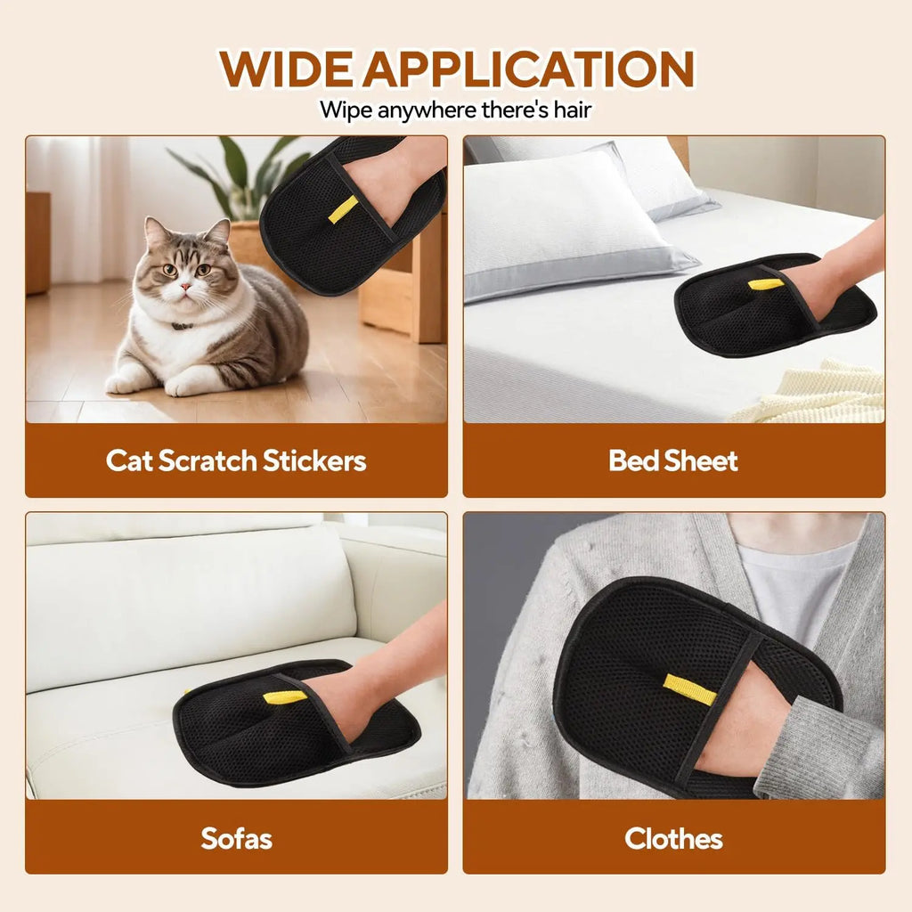 Pet Hair Removal Gloves — Double-Sided Reusable Grooming Tool