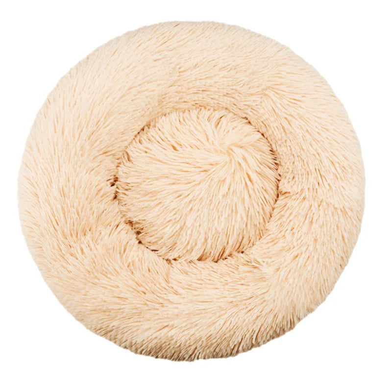 Round Plush Pet Bed – Washable Basket for Small to Large Dogs & Cats