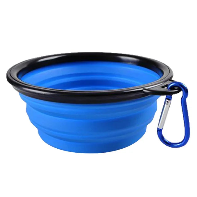 Collapsible Silicone Pet Travel Bowl – Portable with Carabiner Clip