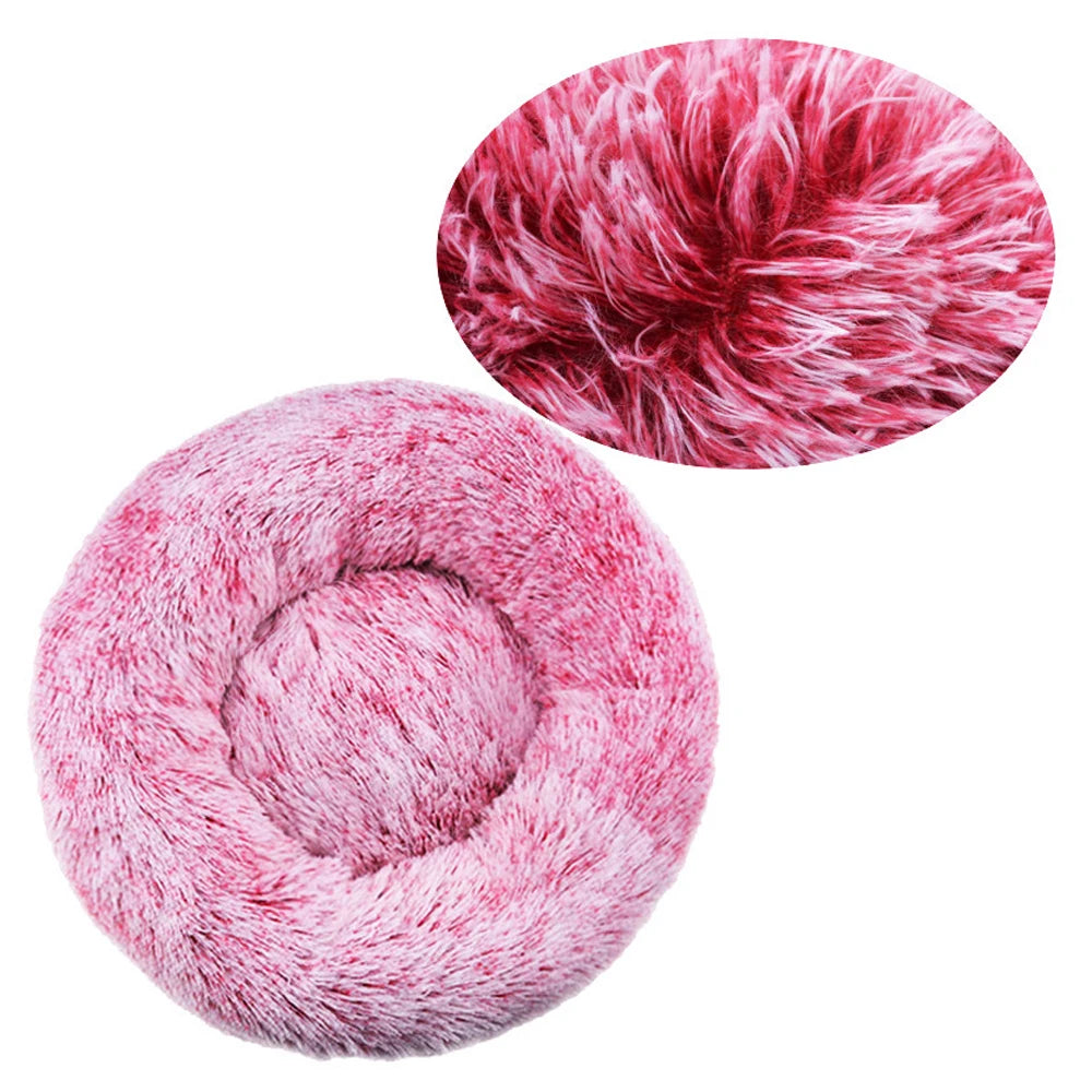 Round Plush Pet Bed – Washable Basket for Small to Large Dogs & Cats