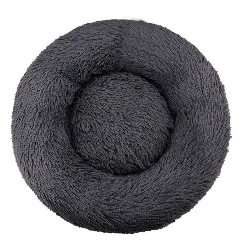 Round Plush Pet Bed – Washable Basket for Small to Large Dogs & Cats