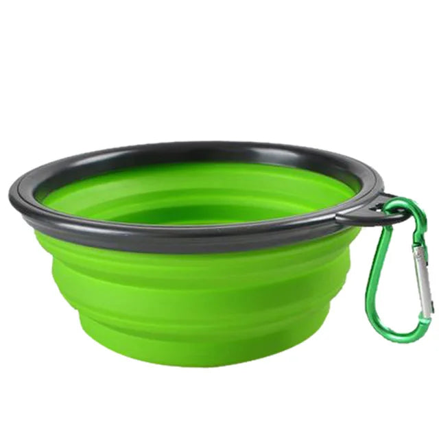 Collapsible Silicone Pet Travel Bowl – Portable with Carabiner Clip