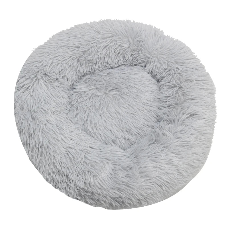 Round Plush Pet Bed – Washable Basket for Small to Large Dogs & Cats