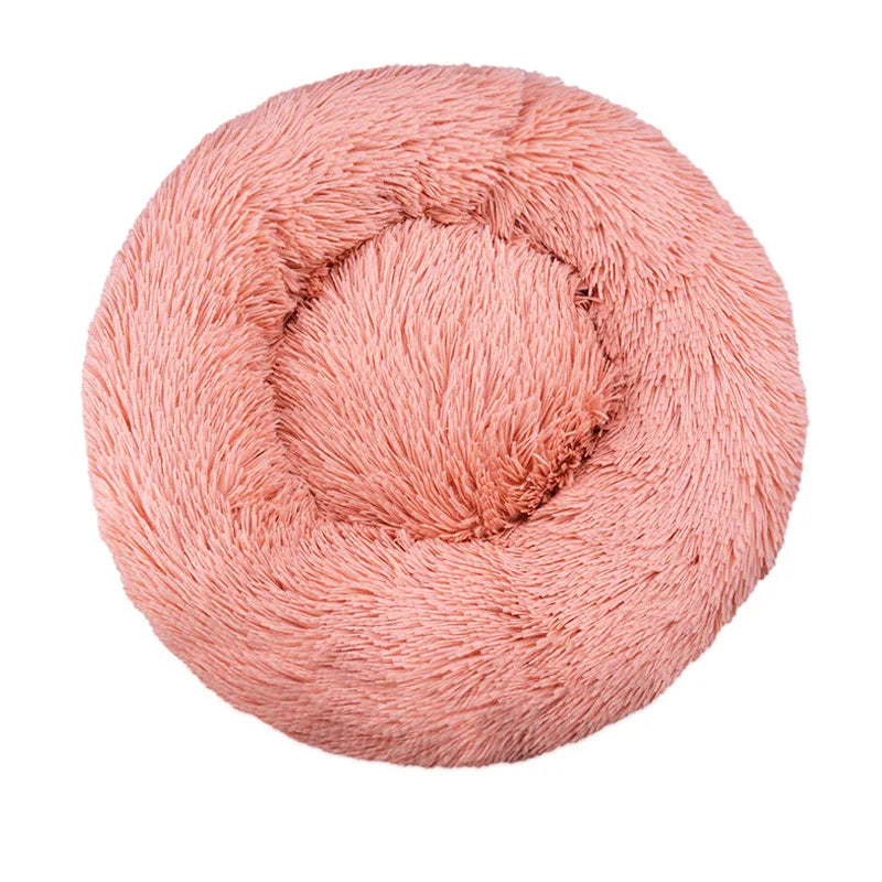 Round Plush Pet Bed – Washable Basket for Small to Large Dogs & Cats