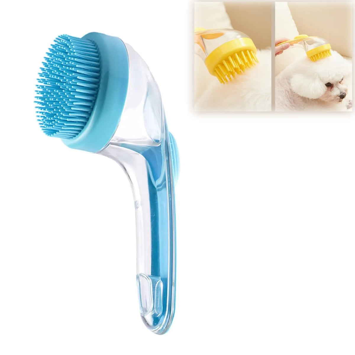Pet Bath Brush with Shampoo Dispenser – Silicone Grooming Massage Brush