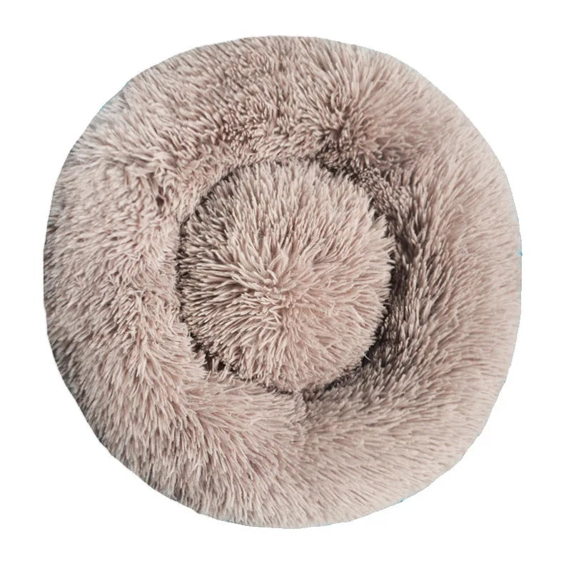Round Plush Pet Bed – Washable Basket for Small to Large Dogs & Cats