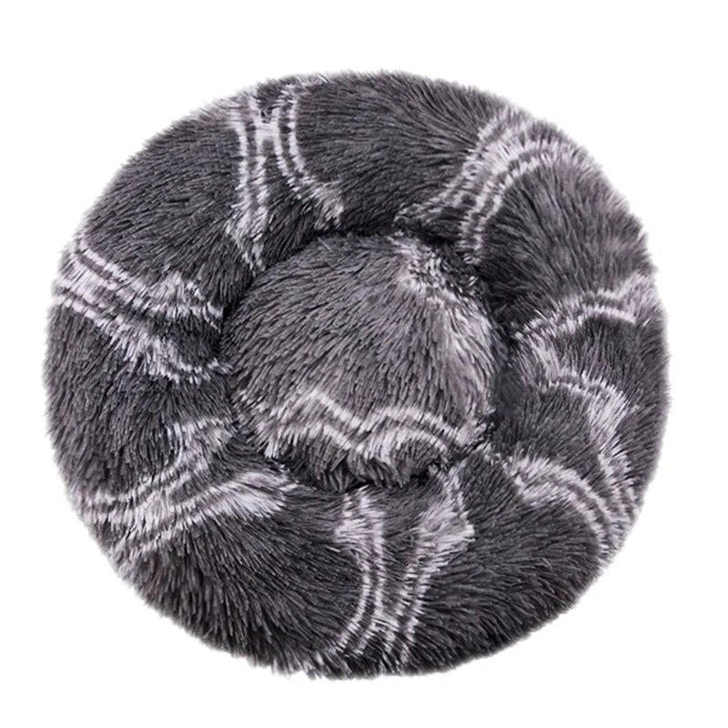 Round Plush Pet Bed – Washable Basket for Small to Large Dogs & Cats