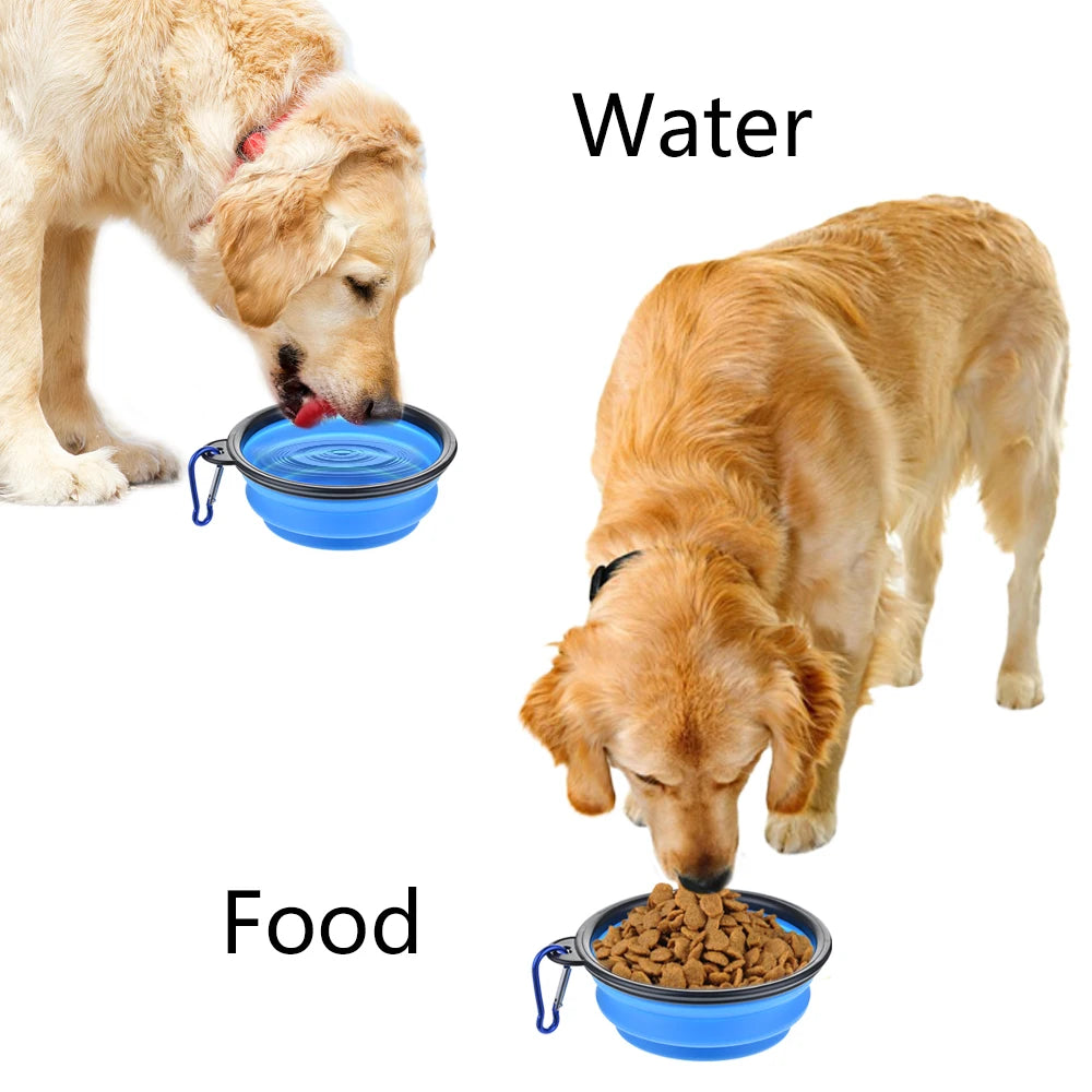 Collapsible Silicone Pet Travel Bowl – Portable with Carabiner Clip