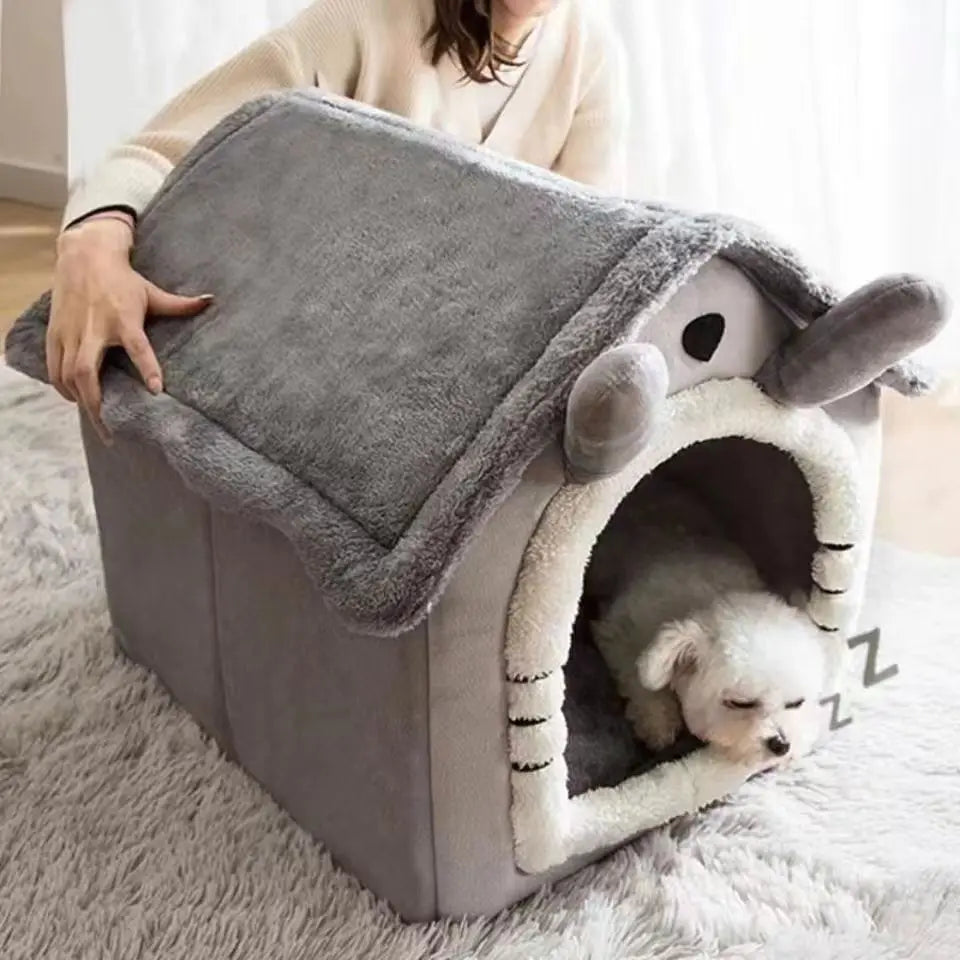 Dog House Style Pet Bed – Removable & Washable, Winter Warm
