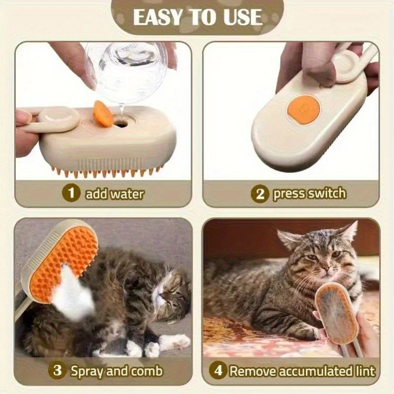 3-in-1 Steam Pet Grooming Brush