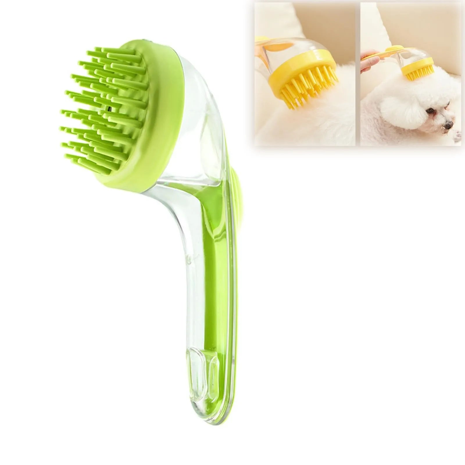 Pet Bath Brush with Shampoo Dispenser – Silicone Grooming Massage Brush