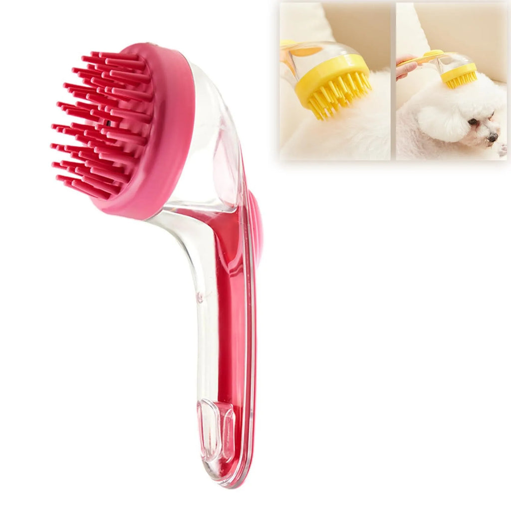 Pet Bath Brush with Shampoo Dispenser – Silicone Grooming Massage Brush