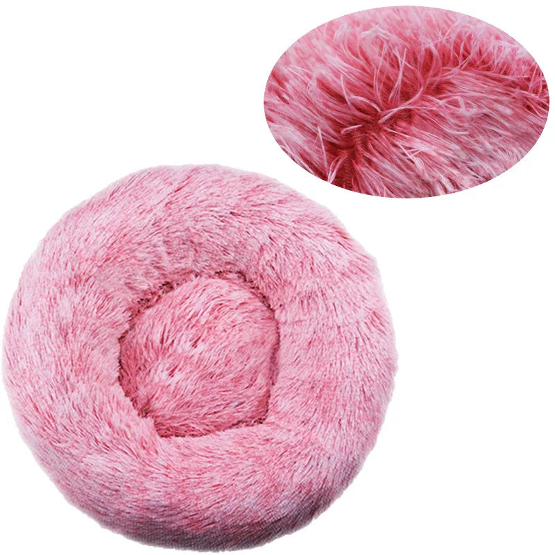 Round Plush Pet Bed – Washable Basket for Small to Large Dogs & Cats