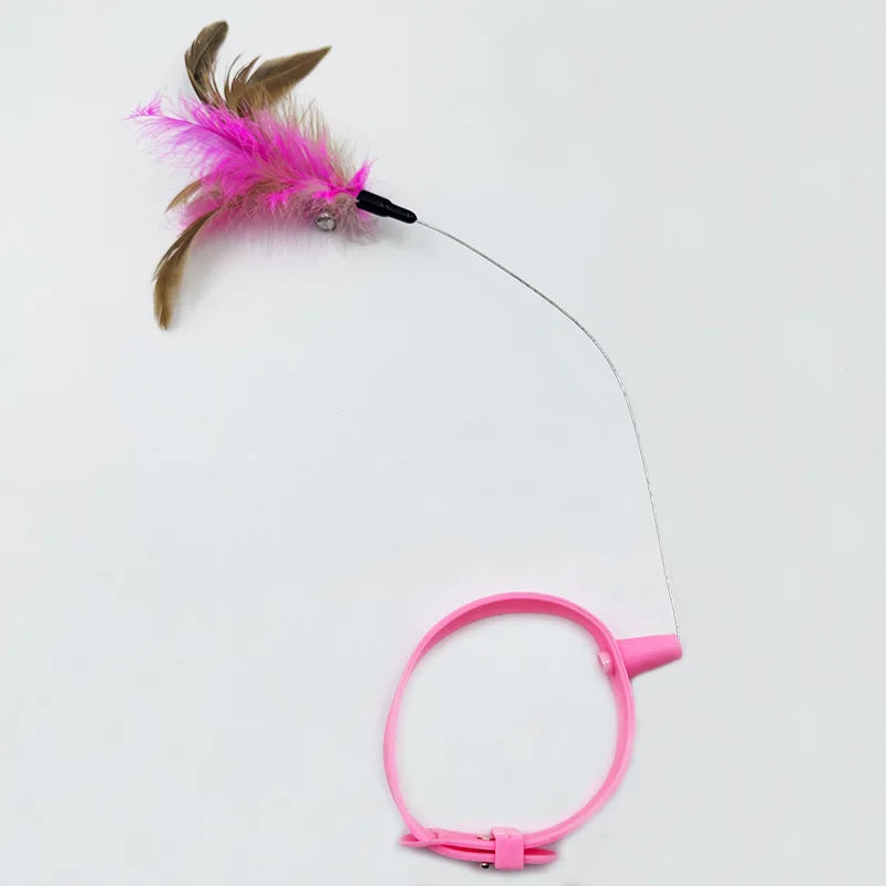 New Cat Funny Cat Stick Steel Wire Long Pole Feather Cute Cat Toy Kitten Fishing Rotating Self-Pleasure Relief Pet Toy