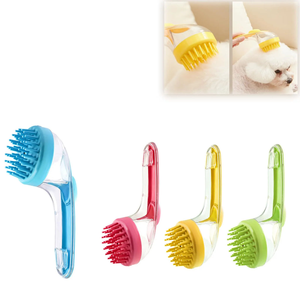 Pet Bath Brush with Shampoo Dispenser – Silicone Grooming Massage Brush