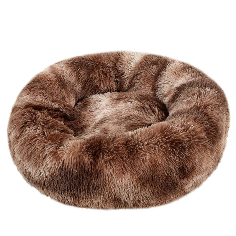 Round Plush Pet Bed – Washable Basket for Small to Large Dogs & Cats