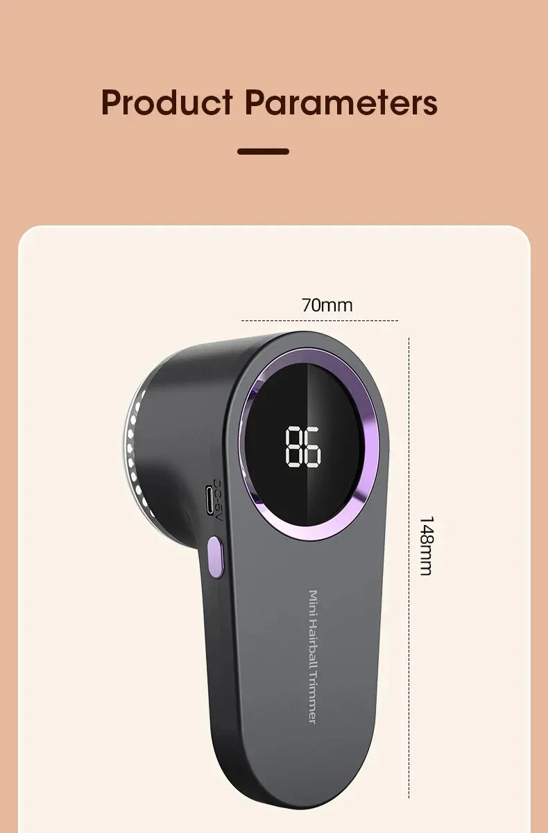 Electric Lint Remover & Fabric Shaver – LED Display, Rechargeable