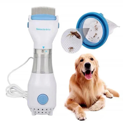USB rechargeable flea comb removing fleas from pet fur
