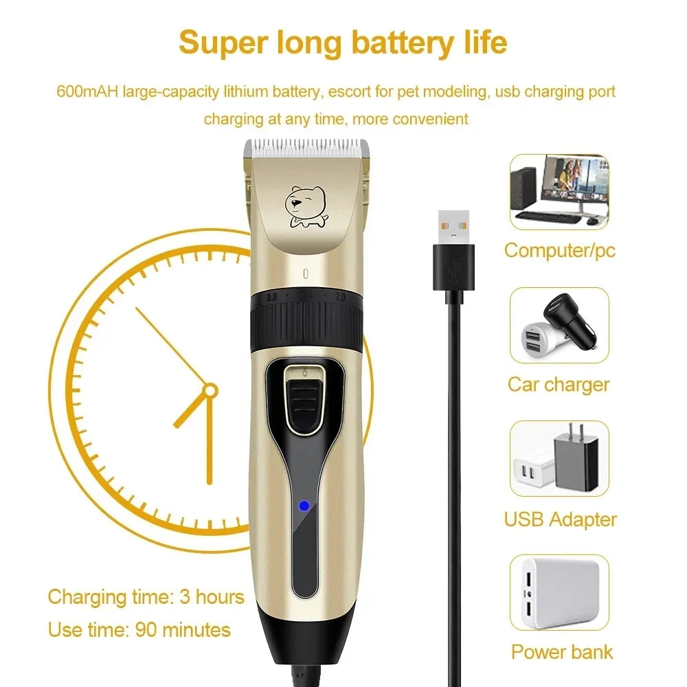 Professional Pet Hair Clipper – USB Rechargeable Grooming Trimmer