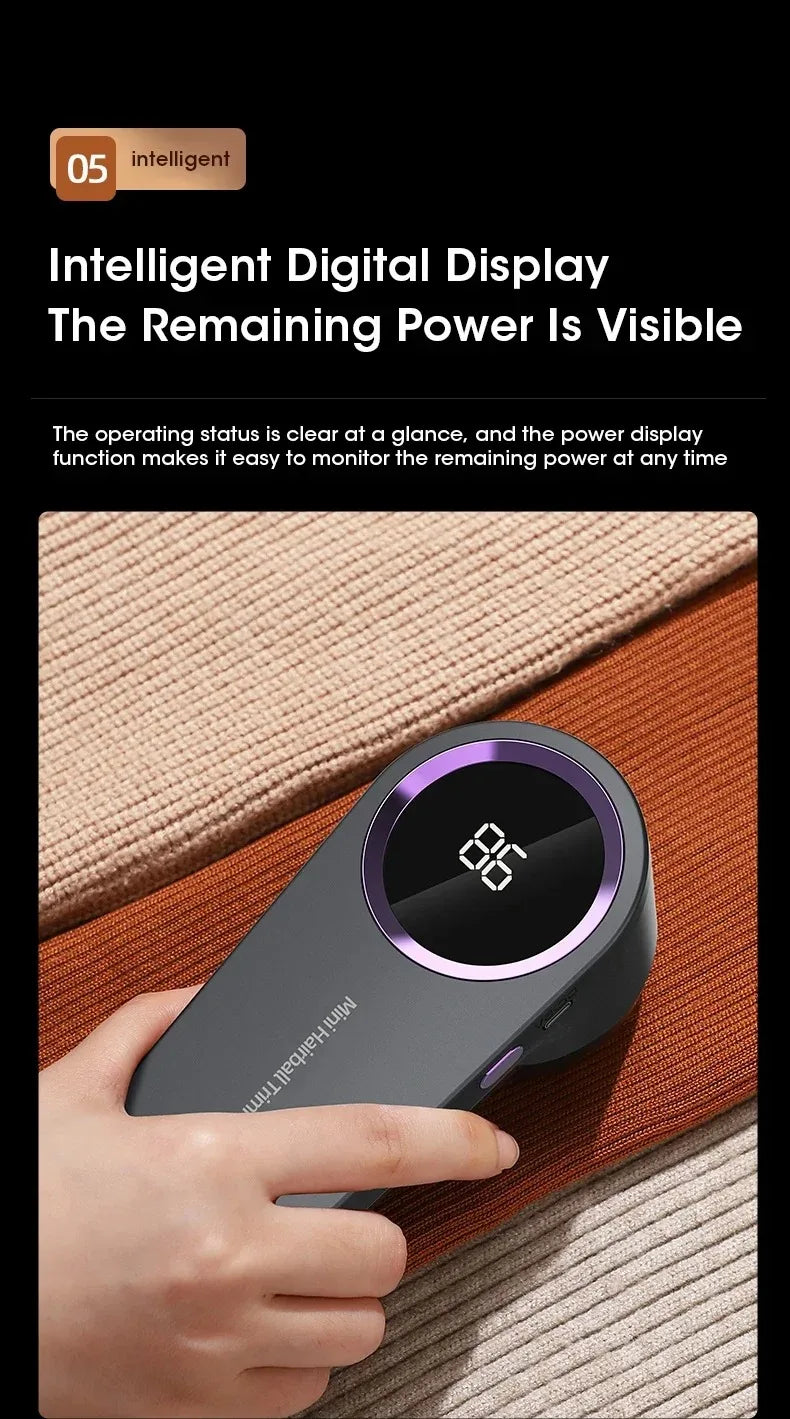 Electric Lint Remover & Fabric Shaver – LED Display, Rechargeable