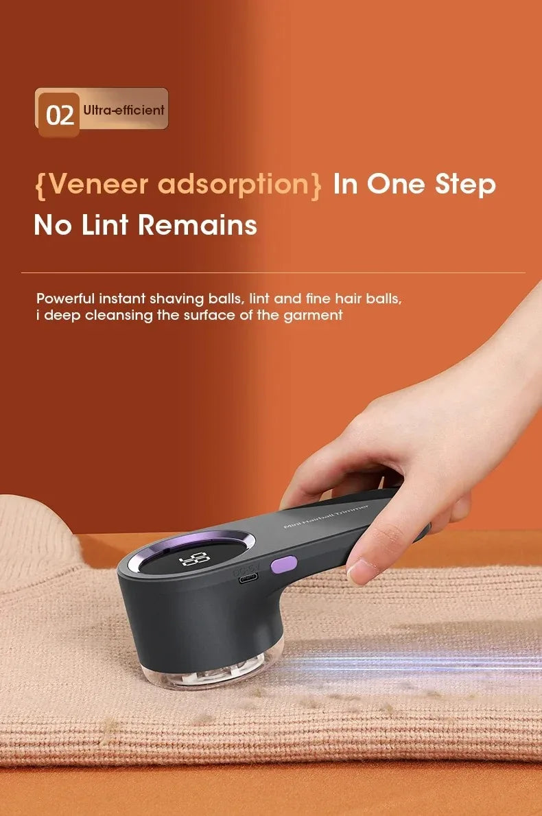 Electric Lint Remover & Fabric Shaver – LED Display, Rechargeable