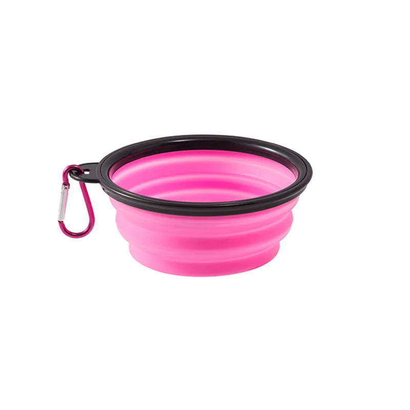 Collapsible Silicone Pet Travel Bowl – Portable with Carabiner Clip