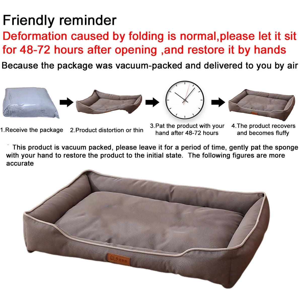 Four Season Square Pet Bed – Waterproof Sofa Mattress for Dogs & Cats