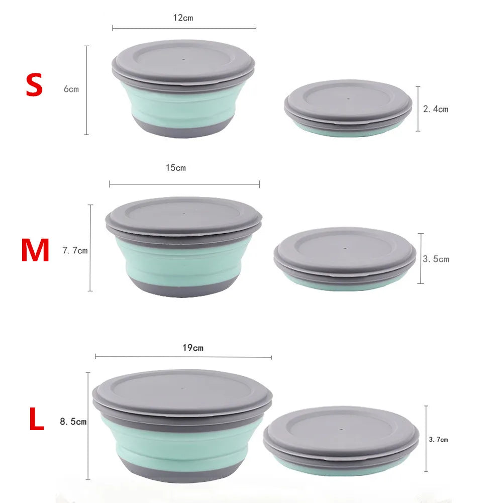Foldable Silicone Pet Bowl Set – 3-Piece Food Container with Lids
